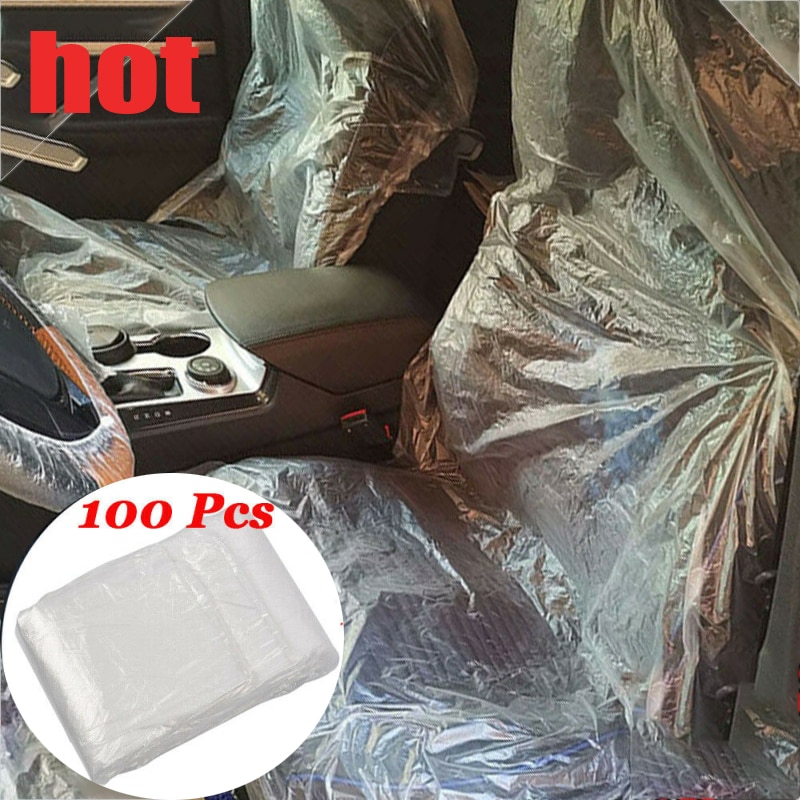 100Pcs Auto Stoelhoezen Auto Wegwerp Plastic Protectors Monteur Valet Roll Pad Clear Automobiles Stoelhoezen Auto Accessoires