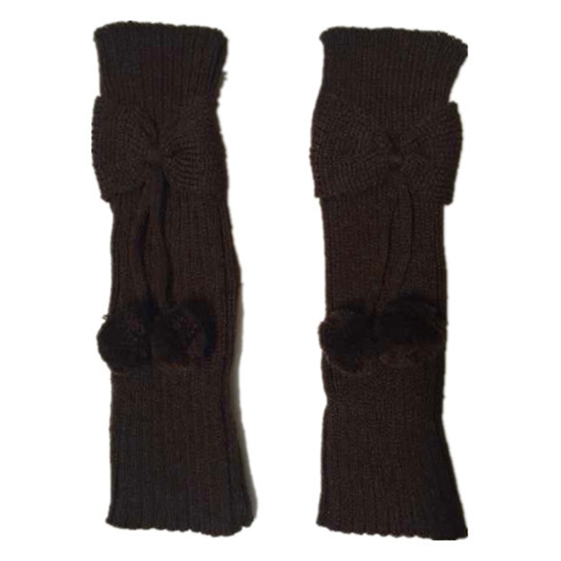 Scaldamuscoli Bowknot per bambini in tinta unita autunno inverno con calze lunghe lavorate a maglia calze per stivali: Brown