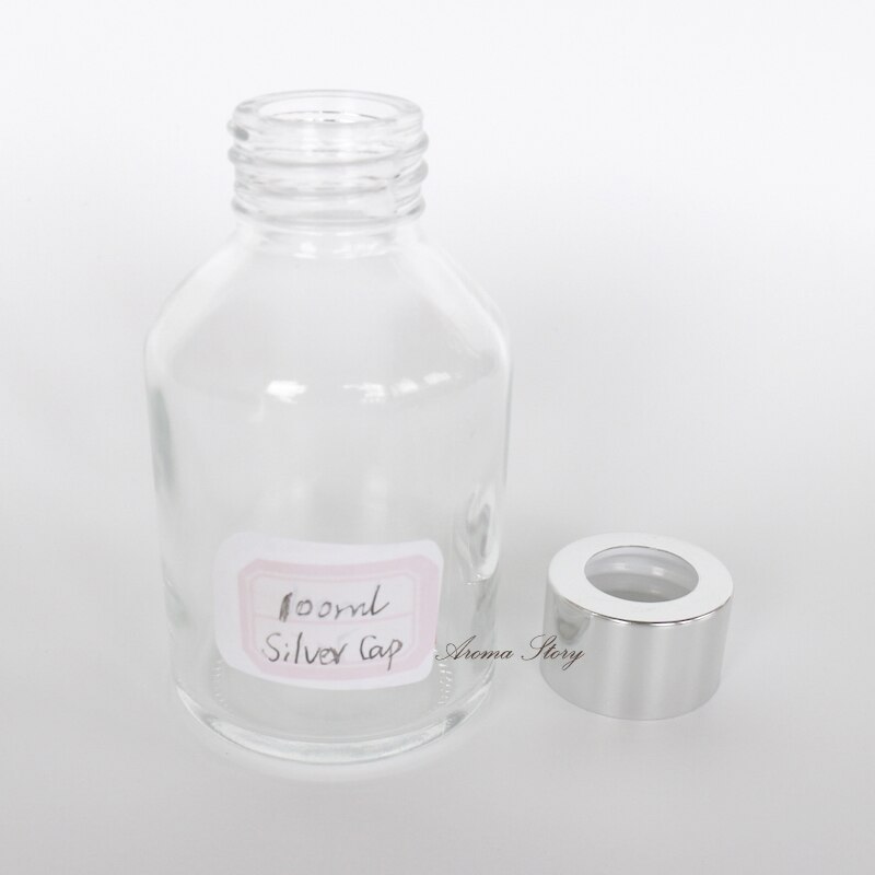 100ml Reed Diffuser Bottles Diameter 5cm, Height 10.5cm(with cap), Weight 123g Metal Silver/Gold/Black Cap Plastic Stopper