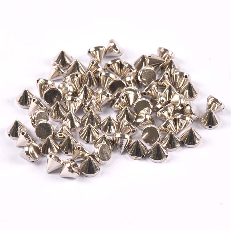 50 st guld/silver sy på spik nit nitar nagel punk rock för väskor klänning kläder pyssel pärla hantverk nitande plagg bröllop 7 x 8mm: 1