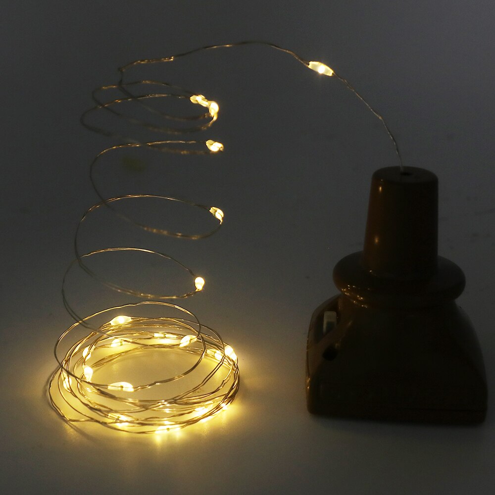 1Pc 1M 10LED 2M 20 Led Wijn Fles Kurk Koperdraad Kerstverlichting Christmas Light Partij diy String Lights Zonne-energie