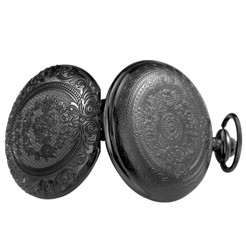 Reloj de bolsillo de cuarzo con grabado Floral antiguo para hombre y mujer, colgante de cadena fina con números arábigos, Estilo Vintage