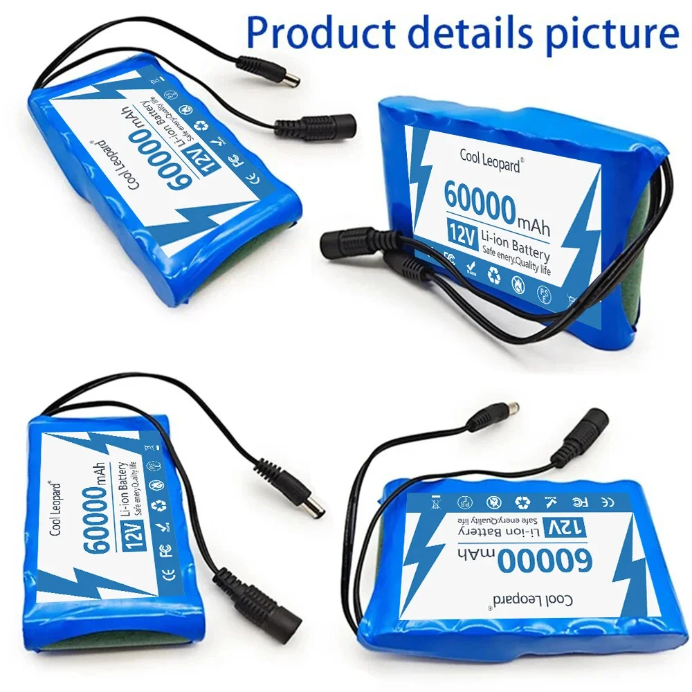 18650 12V Rechargeable Battery Portable 60000mAh 3S2P Lithium Ion Battery Pack For Electronic Types LED Lamp Light Backup Power