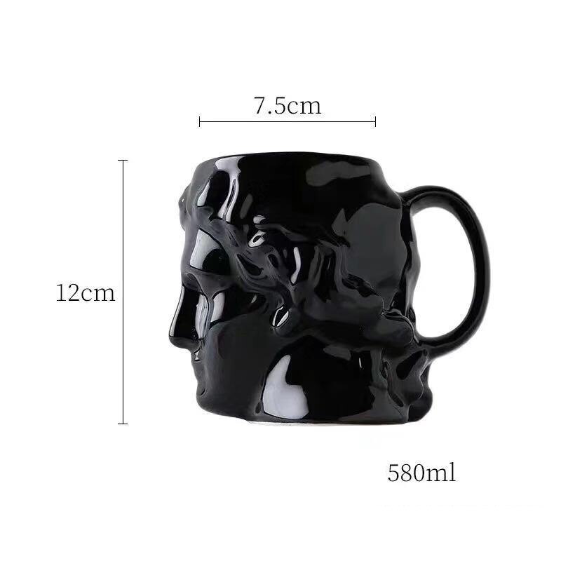 Tazas Apollo de porcelana artesanal, jarra grande de cerveza de 580ml, maceta decorativa para flores, almacenamiento para el hogar, tazas de cerámica para café, té de la leche, únicos: Black