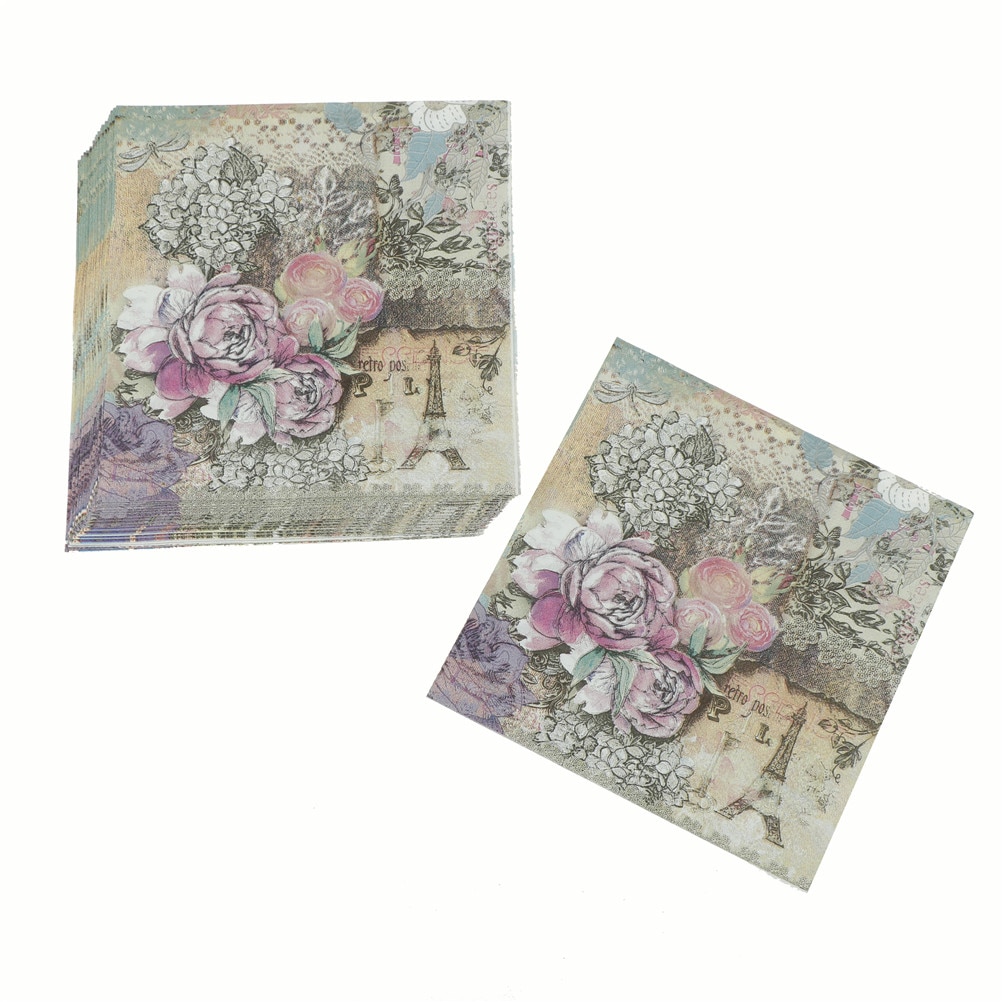 Gedrukt Feature Rose Bloem Papier Servetten Decoratie Tissue Decoupage Servilleta Wegwerp Servet 33 Cm * 33 Cm 20 Stks/pak