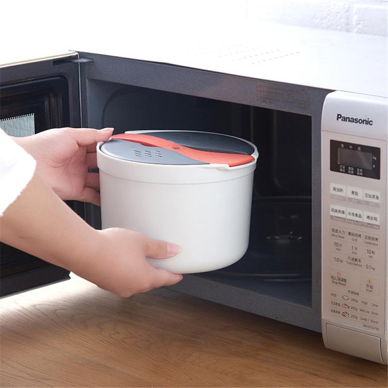 2L Rice Cooker For Microwave Oven Multifunctional Two-Layer Steam Pot Soup Cooking Lunch Box For Home Restaurant Kitchen