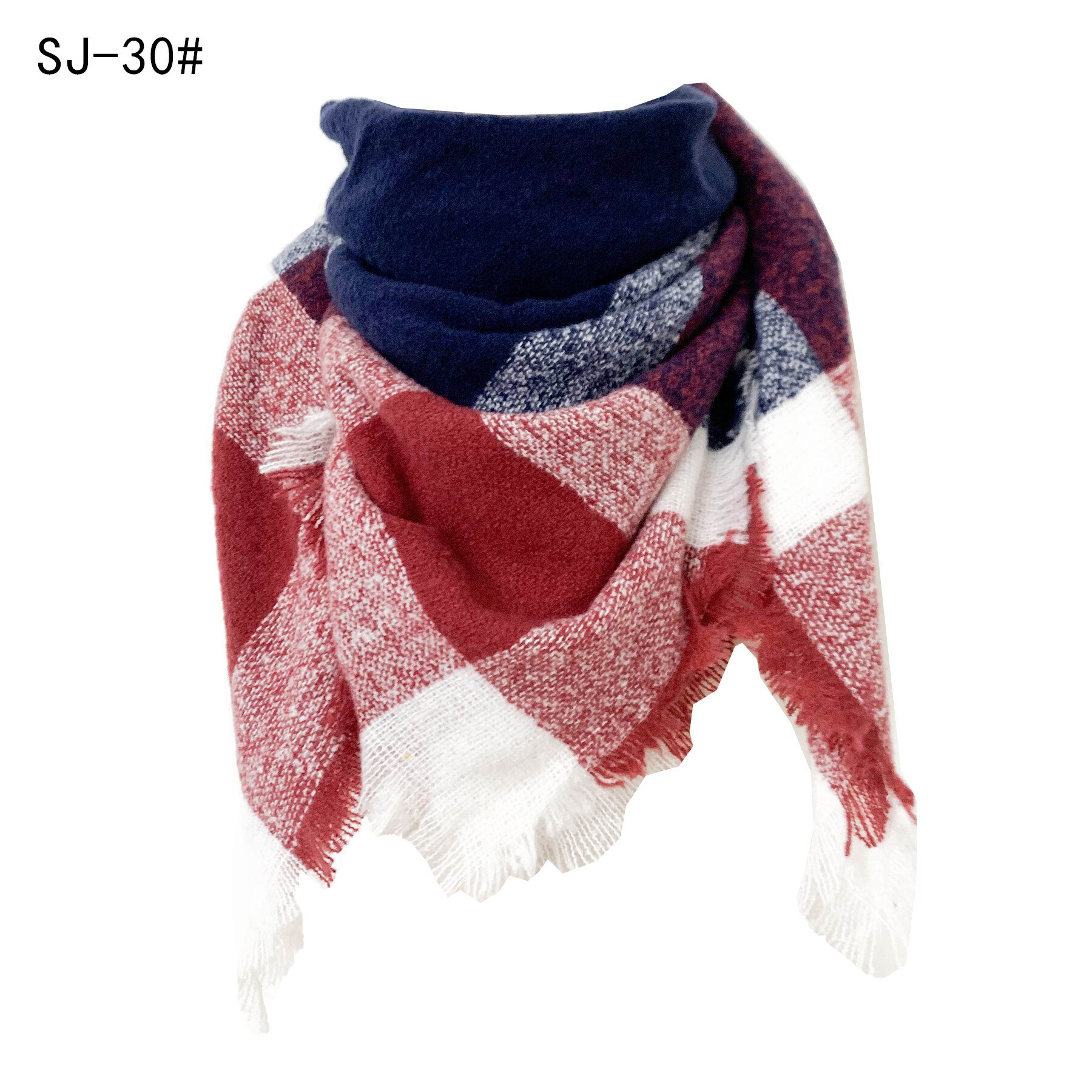 Women Winter Scarf Triangle Knitted Scarf Casual Ladies Plaid Pashmina Shawl and Wrap Female Foulard Scarves Echarpe Bufanda: wine red