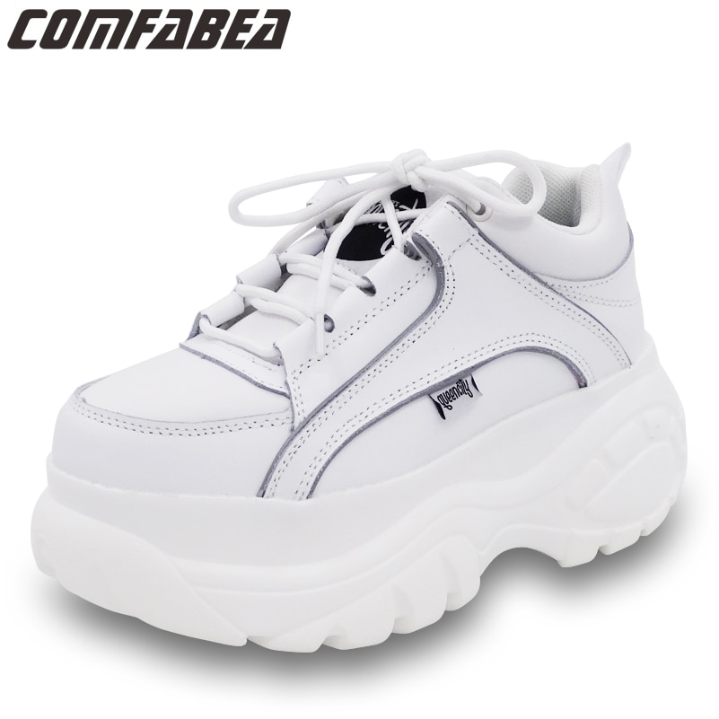 Comfabea damskor vardagligt kvinnor platåskor sneakers vårskor kvinnor tjock sula creepers sportsko