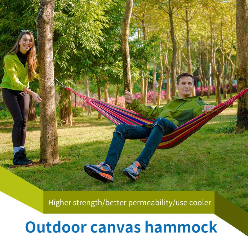 Individuel havehængekøje bærbar hængekøje sport hjem rejser udendørs camping gynge hængestol tyk kanvas stribe seng hængekøje