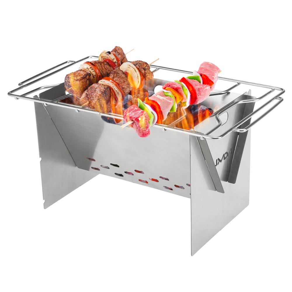 Attrezzature da campeggio Portatile Pieghevole barbecue barbecue griglia in Acciaio Inox Fornello Da Campeggio Firepit Legna Stufa di picnic tutto'aperto 캠핑: genere 5