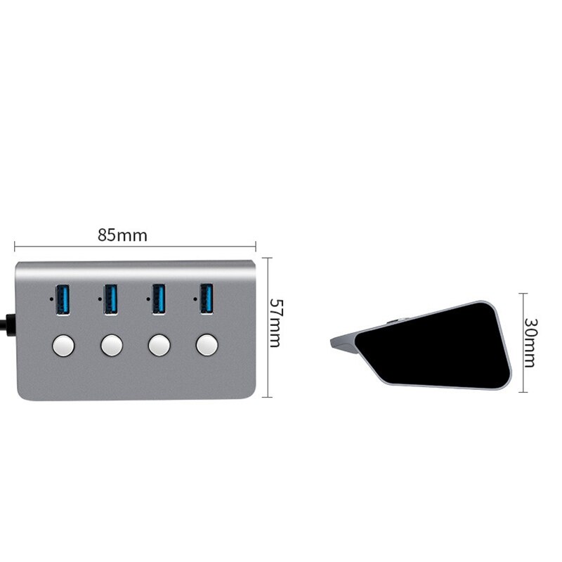 3,0 USB 4-Hafen hoch-Geschwindigkeit Hub Aluminium Legierung Unabhängige Schalter Geschmack Hub Computer Splitter Erweiterung Dock