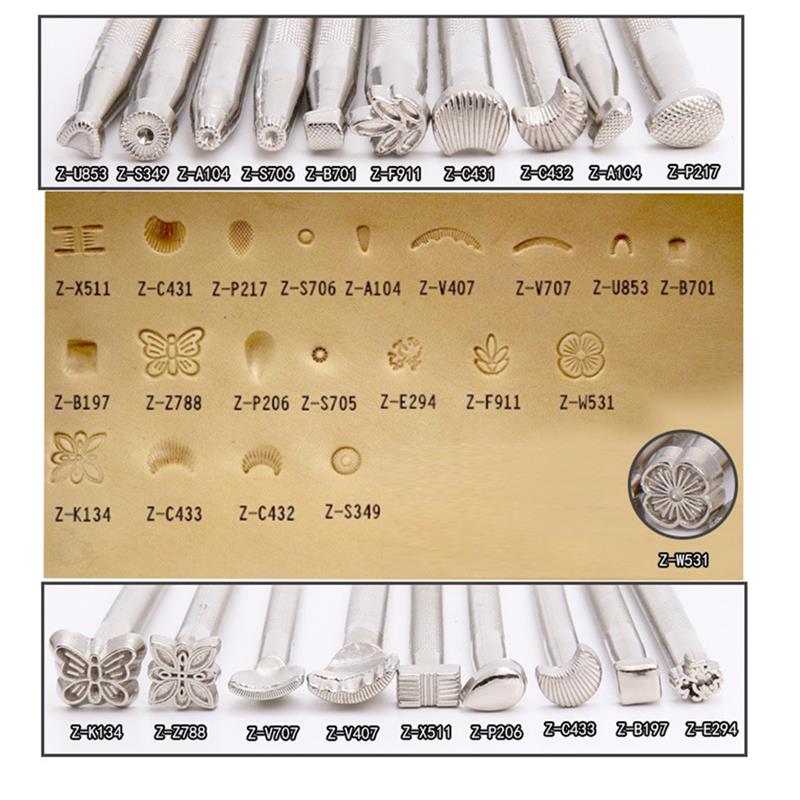 20 Pcs DIY Hand Carved Leather Tool Leather Engraving Tools Handmade Craft Leather Printing Tools Set
