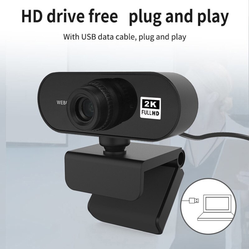 Auto Focus 2K Full HD USB Webcam With Microphone Video Call Computer Camera