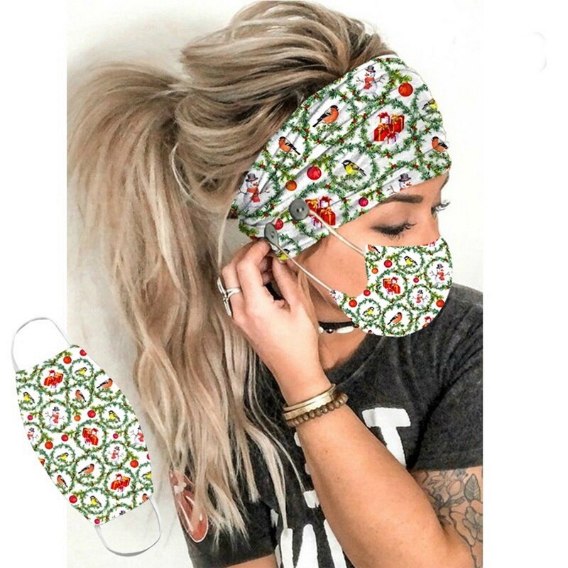 2 Pz/set del Tasto Di Natale Della Fascia Turbante Dei Capelli di Accessori Morbido Yoga Palestra Fascia Elastica Dei Capelli Con Viso Della Copertura di Sport Sciarpa Copricapi: 3