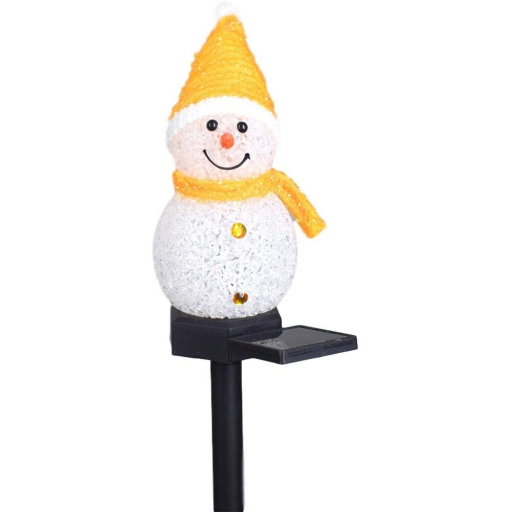 Decoración de jardín al aire libre, luz LED para césped, paisaje , luz Solar de Navidad, serie de dibujos animados, muñeco de nieve, lámpara de tierra, plataforma: YELLOW