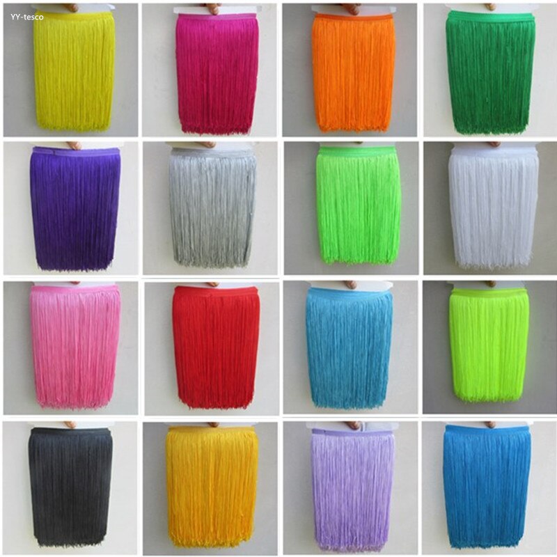 YY-tesaco 5yards 30cm Wide Lace Fringe Trim Tassel Fringe Trimming For DIY Latin Dress Stage Clothes Accessories Lace Ribbon