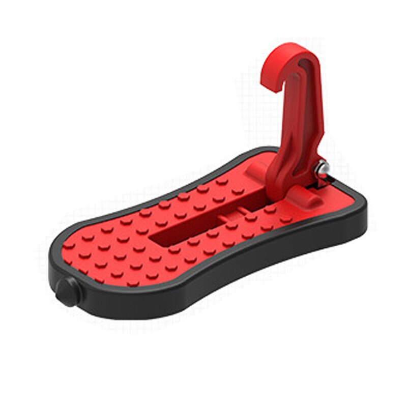 car door step pedal Stepping Ladder Foot Pegs For Car Folding Auto Doorstep Easy Access To Car Roof rack With Safety Hammer: Red
