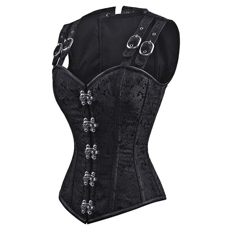 Steampunk Overbust Frauen Korsett verrotten Stahl Knochen Korse oben Schwarz gotisch Kleidung Punk Gothic Mieder Kostümich