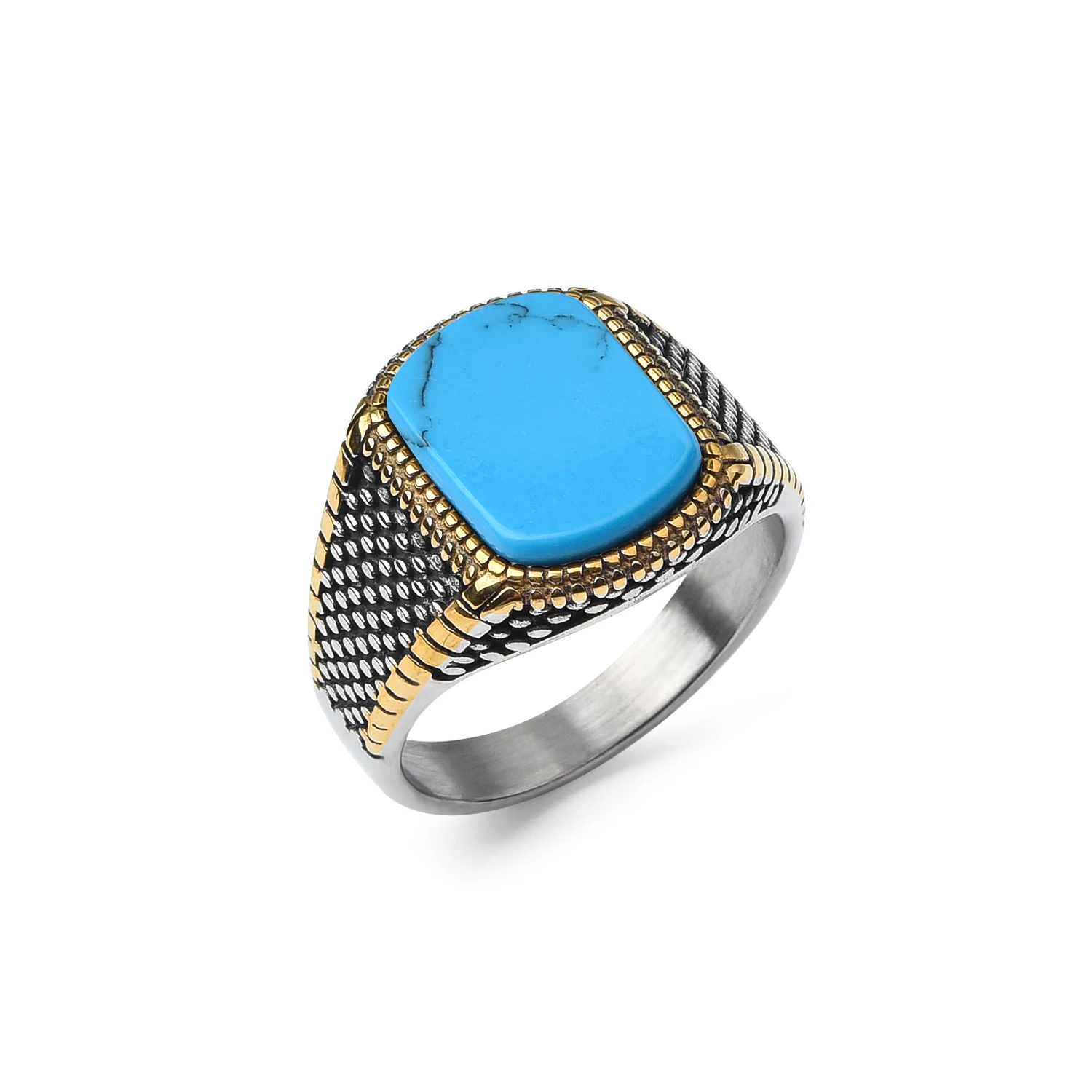 Herren hochwertige 316l edelstahl onyx vergoldete ringe klassiske modetrend schmuck produkt: 9 / Blå
