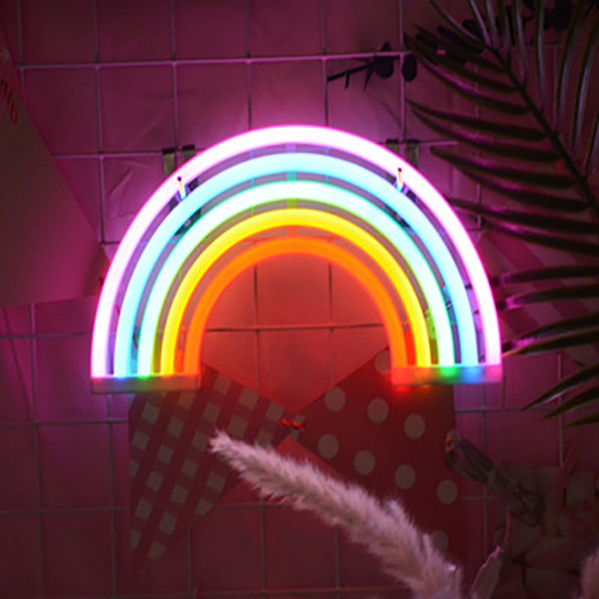 Neon Light Decoration Rainbow Lamp Children Bedroom LED Wall Light Neon Bulb Tube Living Room Corridor Lighting