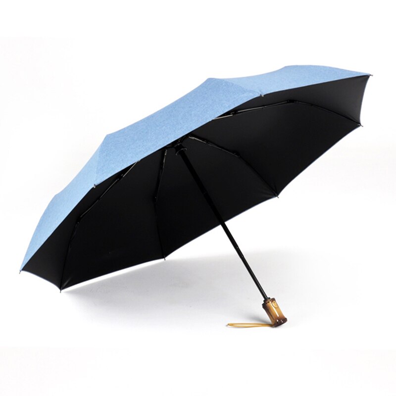 Sombrilla a prueba de viento, paraguas de de lujo para mujer, sombrilla automática Anti UV, sombrilla de de imitación con mango de bambú 8K: Blue