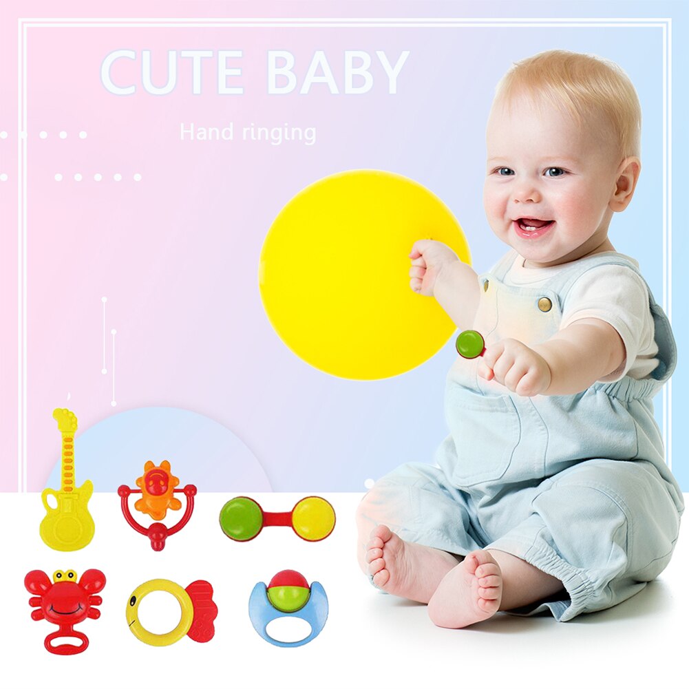 6 teile/satz Baby Hand Rasseln Karikatur Kunststoff Spielzeug Schütteln Glocke Spielzeug Kleinkind Kleinkinder für Neugeborene Baby 0- 12 Monate beißRing Spielzeug