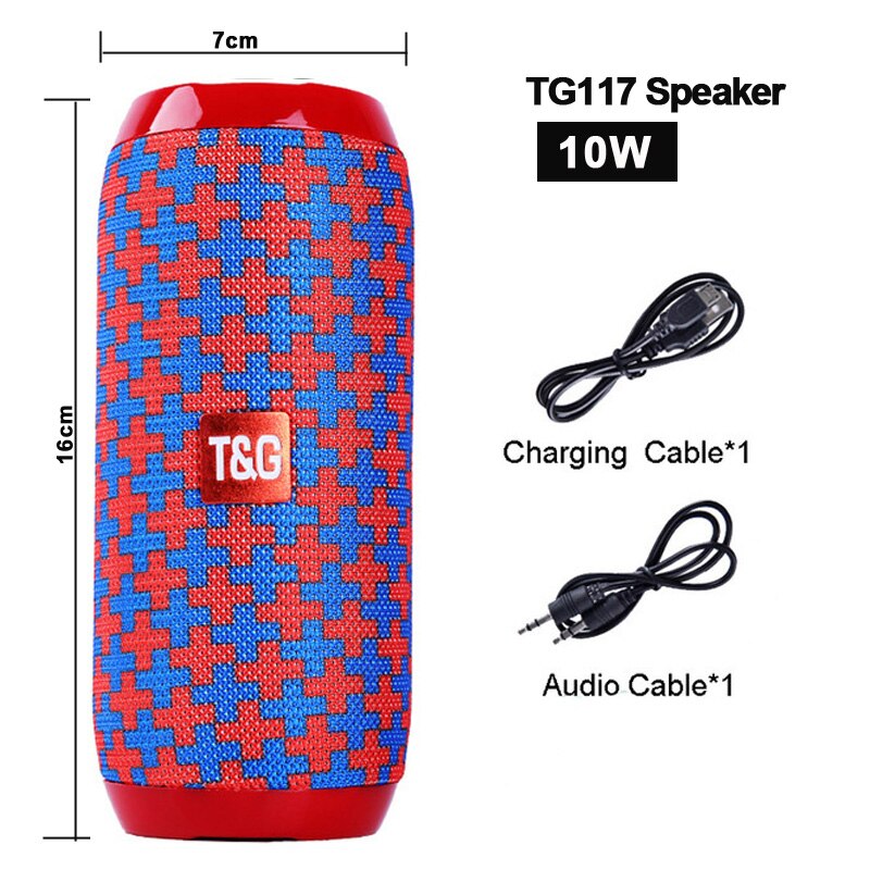 20W TG117 outdoor wireless portable bluetooth speaker, subwoofer waterproof speaker, music center, support USB, TF card caix: TG117 blue red