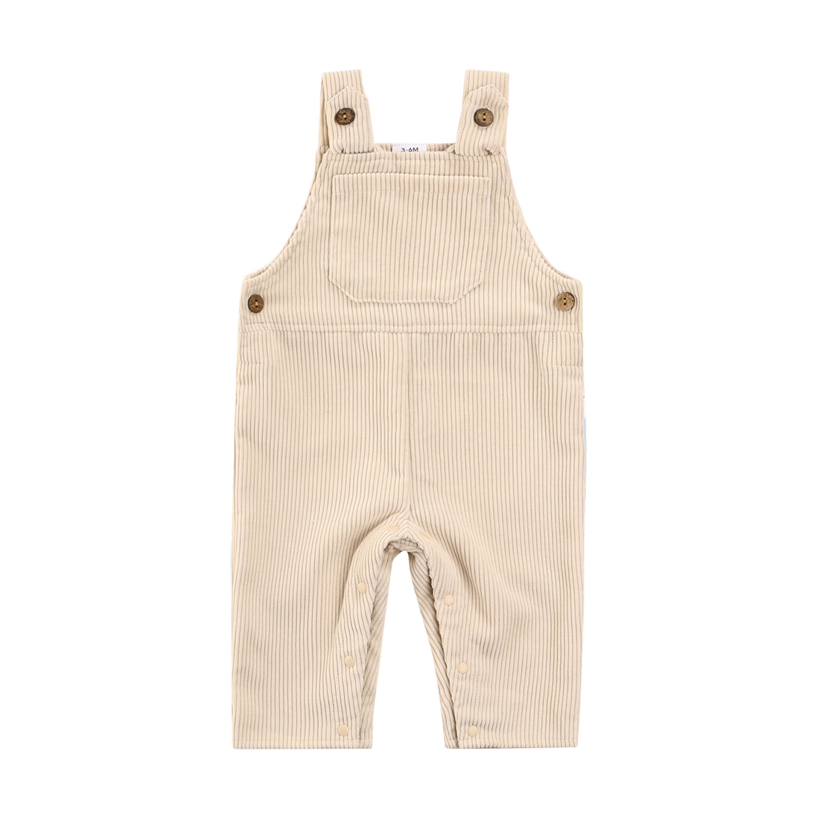 Herfst Winter Peuter Baby Bib Broek Corduroy Overalls Effen Kleur Vierkante Hals Jumpsuit Met Drukknopen Voor Peuter Meisjes: Beige / 6m