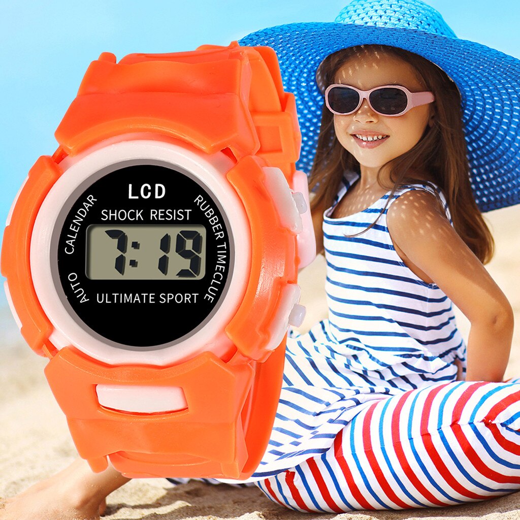 Barns utomhus pojke flicka larm analog digital multifunktion sport led vattentät barn armbandsur klocka  w50