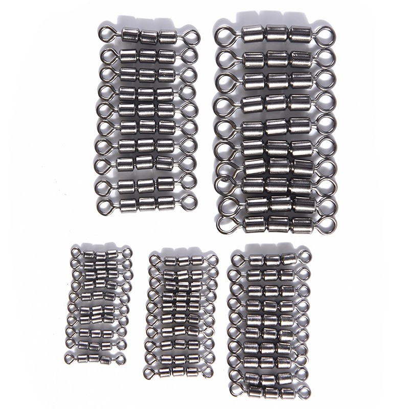 10pcs/lot High Speed Connector Size2 4 6 8 10 Fishing Tools Tackle Accessories strength Fishing triple Rolling Swivel Barrel