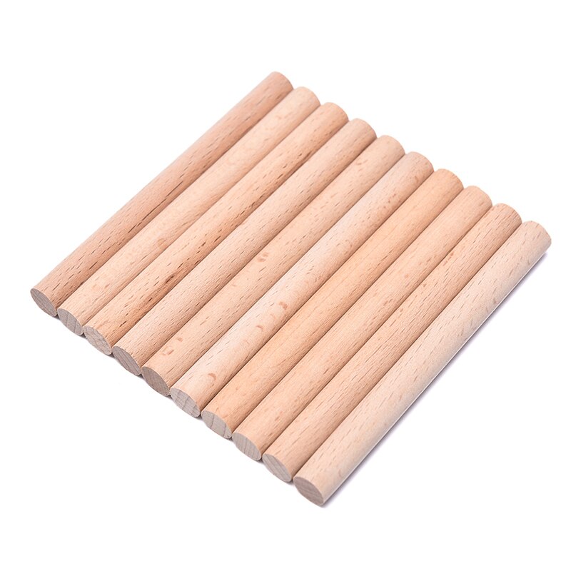 Barras de madera de haya Natural de 8mm/10mm/12mm de diámetro, espiga de madera Premium duradera para manualidades de construcción, modelo de carpintería, 10 uds.: 10CMX10MM