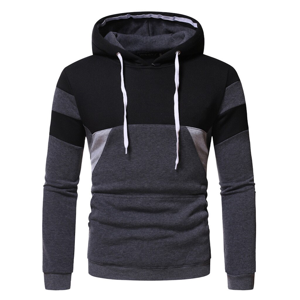 Men Autumn Training Hoodies Long Sleeve Patchwork Hooded Sweatshirt Fitness Tracksuit Sportwear Outwear Moleton Masculino#g4