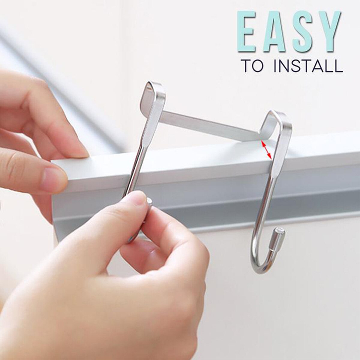 4Pcs S Shape Over The Door Double Hook Dual Cabinet Closet Hanging Hook for Home Bathroom Kitchen Cabinet Door