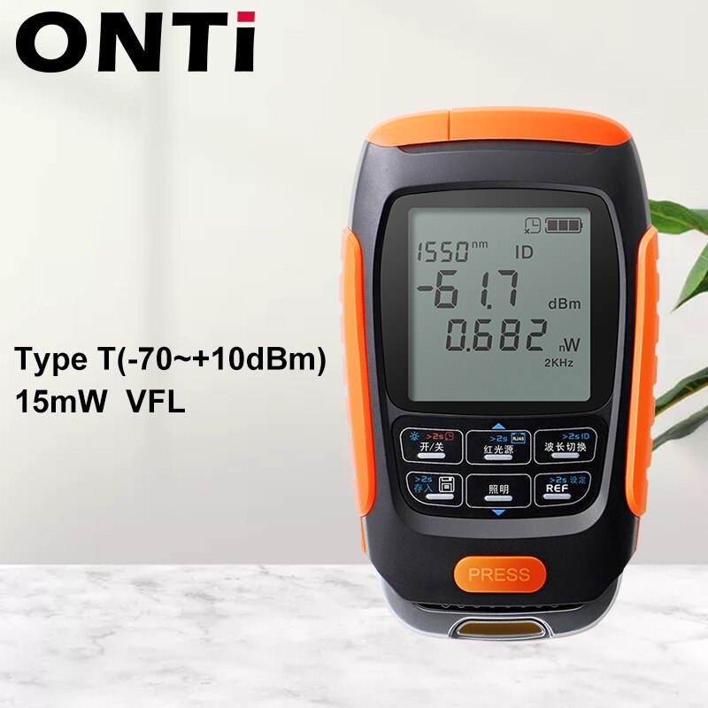 ONTi 4in1 Li-lion Battery Optical Power Meter Visual Fault Locator Network Cable Test Optical Fiber Tester 5km 15km 30km VFL: 50NT-15mw 15KM