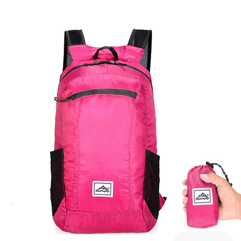 20l lichtgewicht draagbare opvouwbare rugzakken, waterdichte rugzakken, opvouwbare tassen, outdoor rugzakken, reisrugzakken, wandelrugzakken: Roze