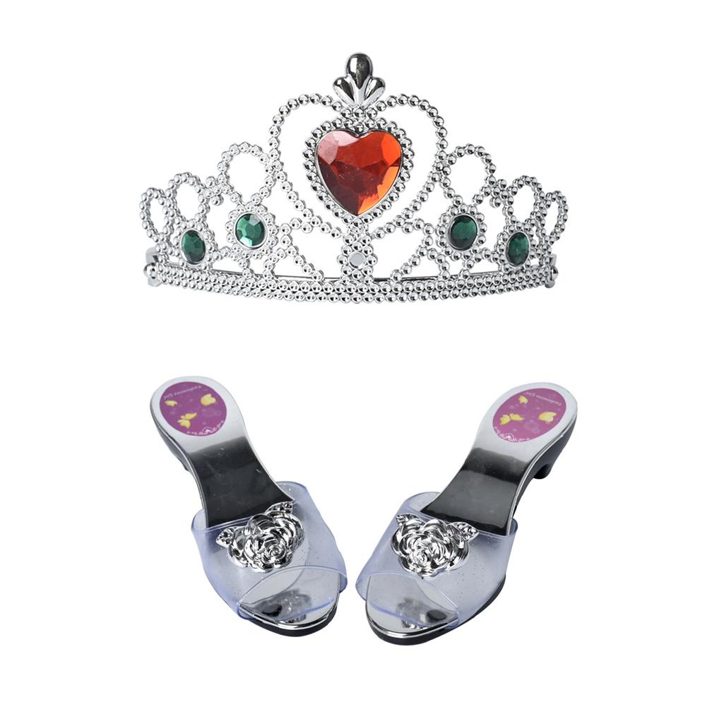 2 Stks/set Kinderen Prinses Jurk Up Simulatie Boutique Prinses Schoenen Hoofddeksels Sieraden Set Kinderen Speelgoed
