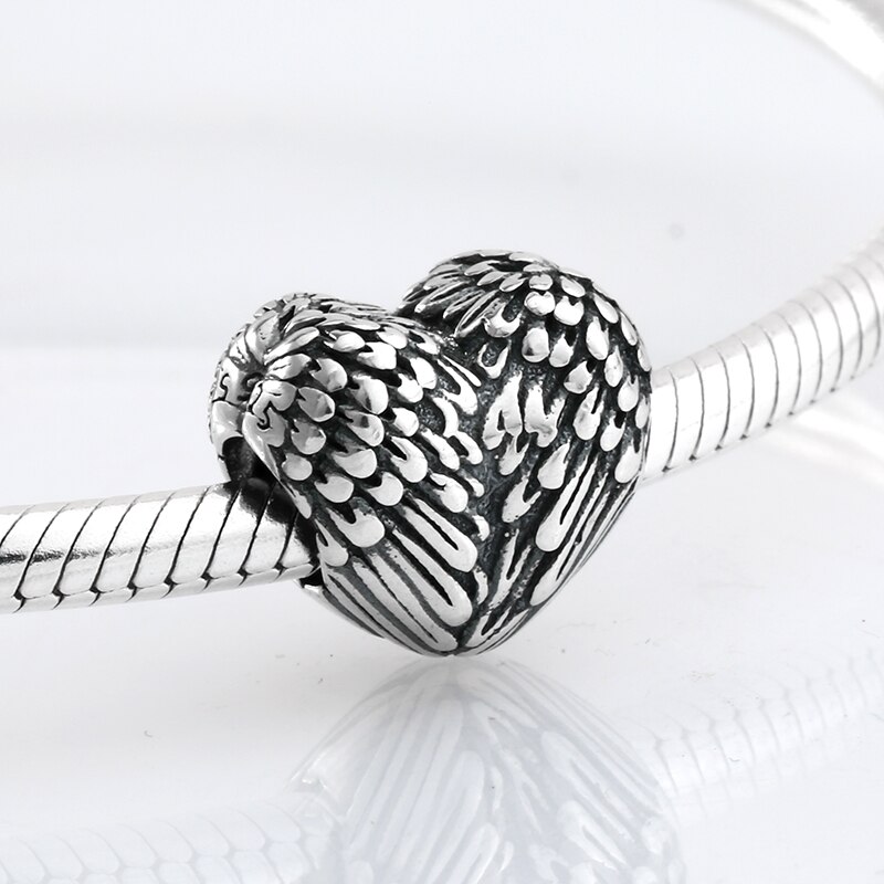 925 Sterling Silver angel wing heart shape beads Fit Original JIUHAO Charm Bracelet Jewelry making