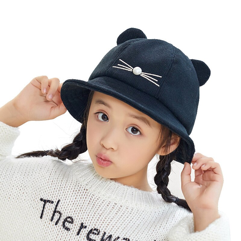 Winter Bucket Sun Hat Cute Outdoor Cat Ear Hats kid Thick Warm Caps Autumn