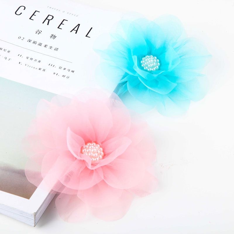 Large Flower Lace Chiffon Hair Clips 6Colors Muslin Flower Princess Baby Hair Grips Girls Hair Pin Hair Accessories