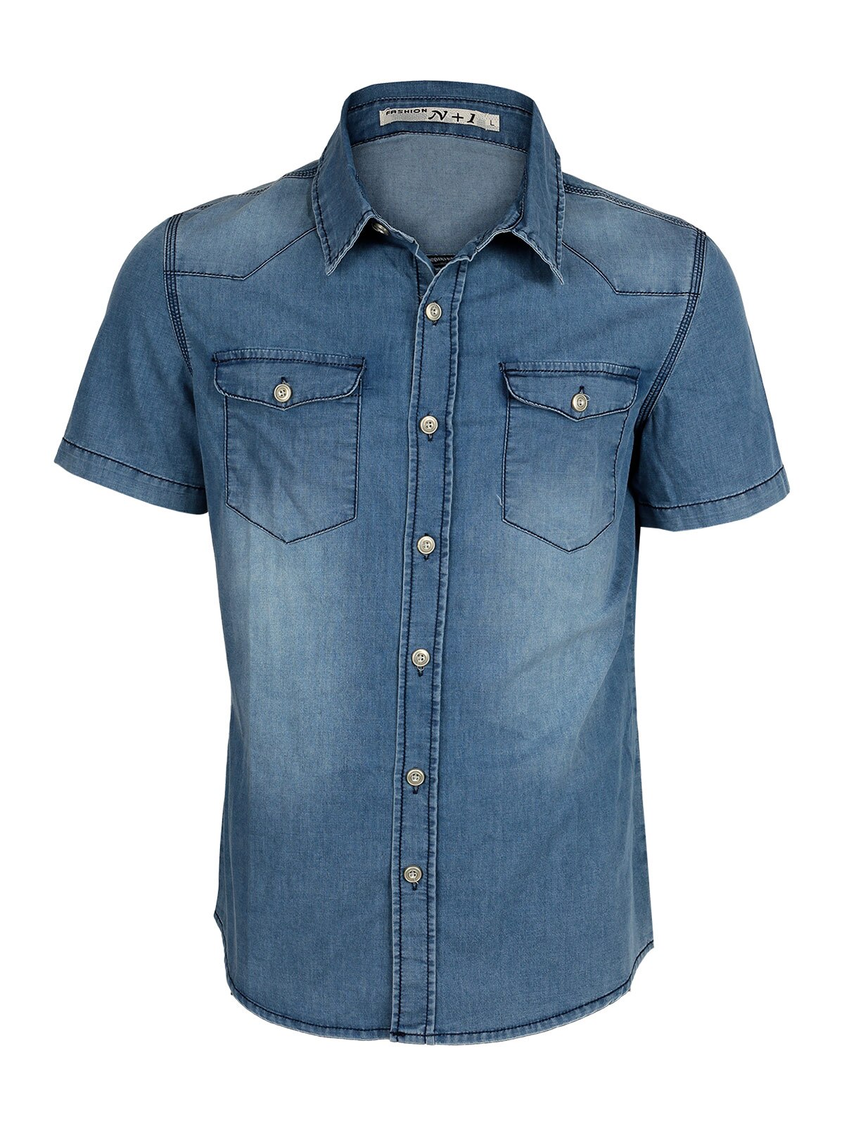 Korte mouwen denim shirt