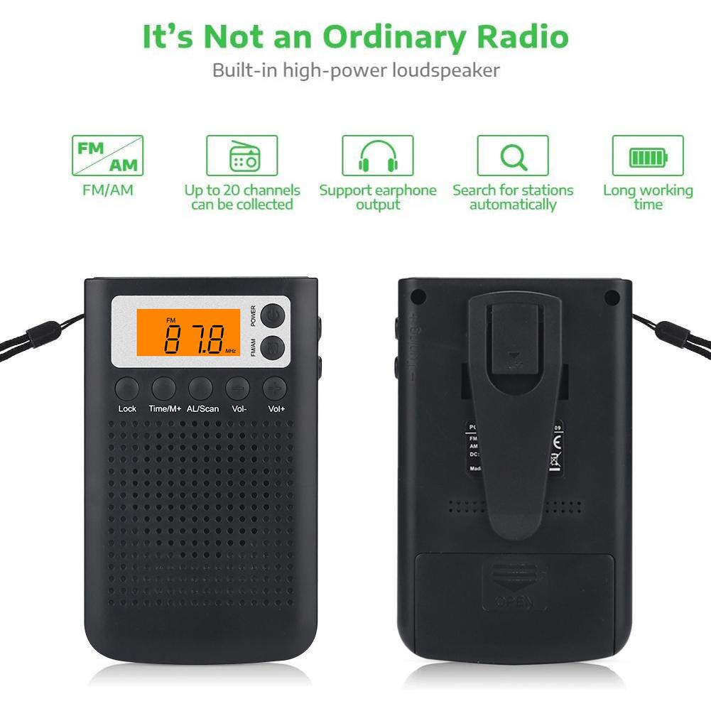 Eu/Us/Jp Mini Radio Draagbare Stereo Pocket Radio Luidspreker Met Ingebouwde Luidspreker Hoofdtelefoon jack Am Fm Wekkerradio