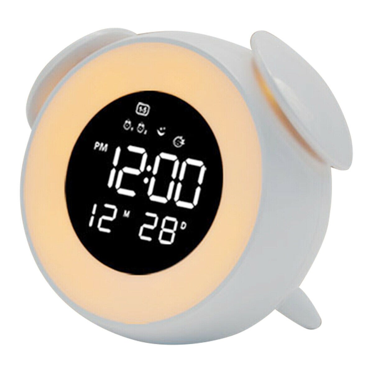 1 pc digital led despertador eletrônico mini desktop espelho de superfície led relógio noite lightwith carregamento usb: WHITE