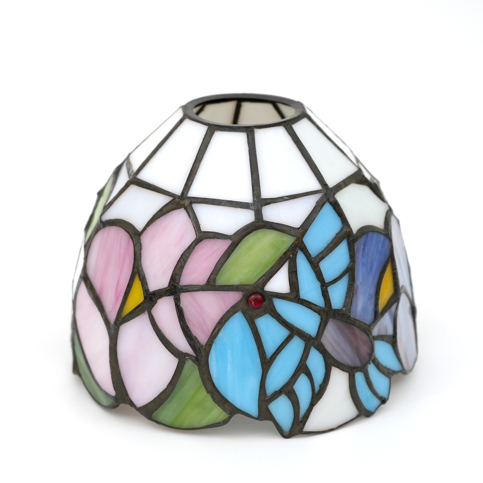 Mediterranean style glass fan lamp, wall lamp, chandelier replacement lampshade 6 inch stained glass single lampshade: Pink