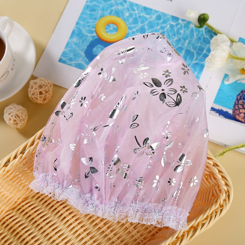 Waterproof Wave Point Bath Shower Cap Hat Elastic Shower Hat Reusable Bath Head Hair Cap For Women Salon Shower Bathroom: 04
