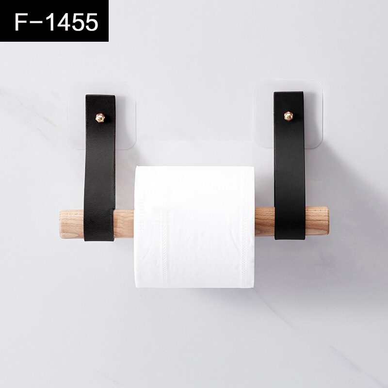 Yijia multipurpose tissue holder toilet let installation restaurant rullepapirholder vægmonteret badeværelse læderrullepapirholder: F -1455