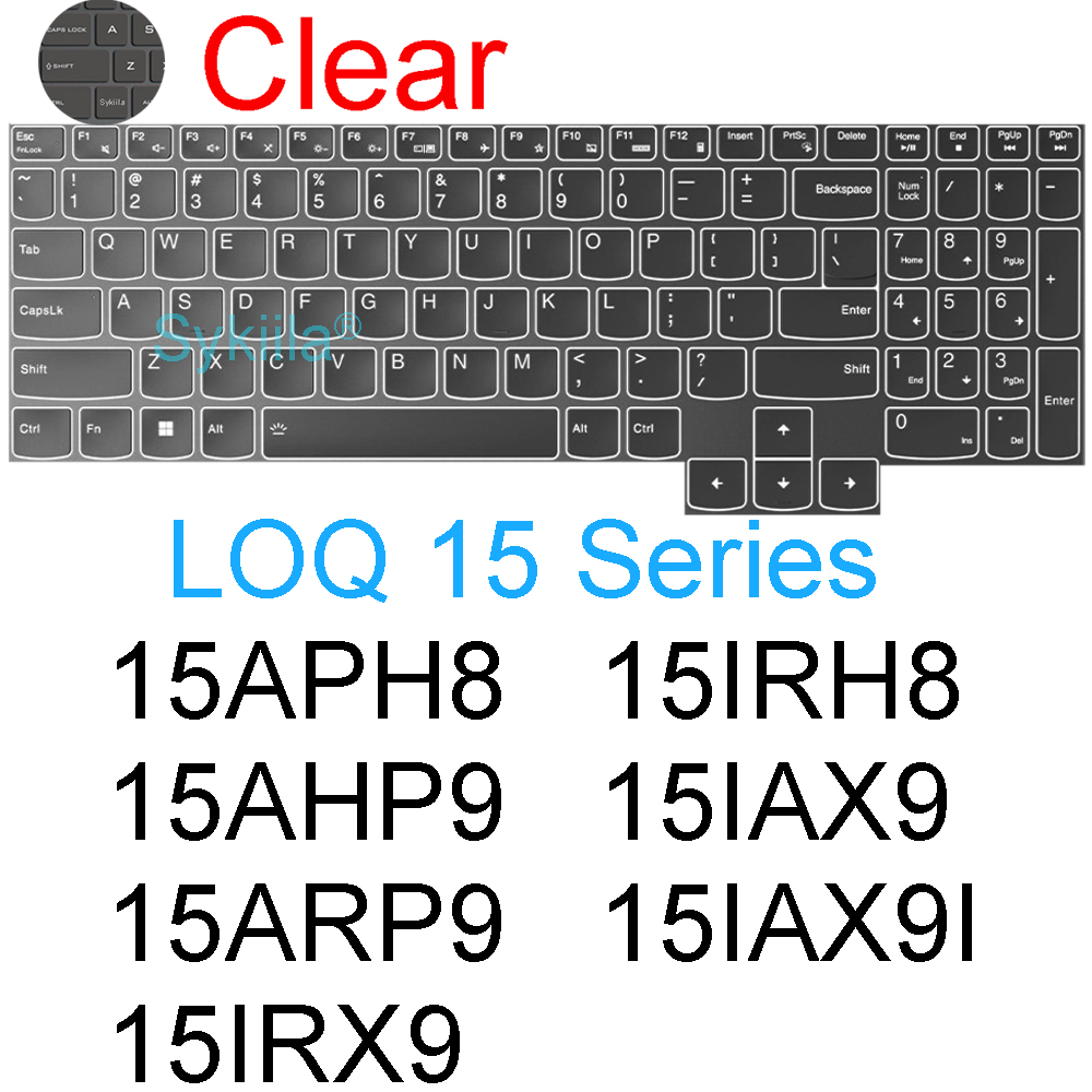 Keyboard Cover for Lenovo LOQ Gaming 15 16 15ARP9 15IRX9 15AHP9 16APH8 16IRH8 Essential Gen 9 Silicone Protector Skin Case 15.6: Clear