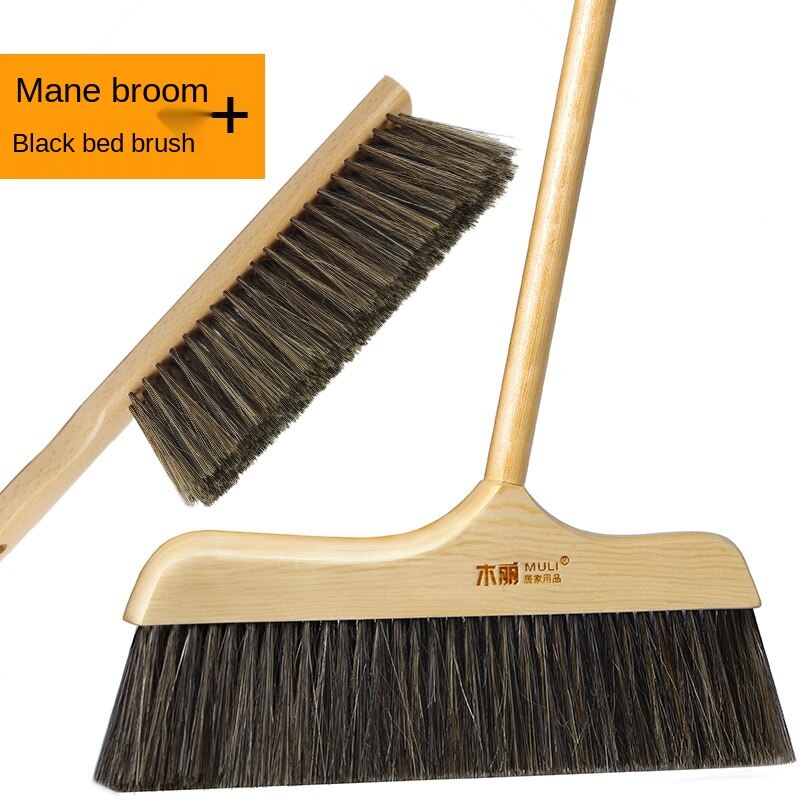 Sweeping Broom Bristle Hair Brush Dustpan Set Household Single Broom Combo Soft Hair Brush Hair Marvelous Wiper: Dark Khaki
