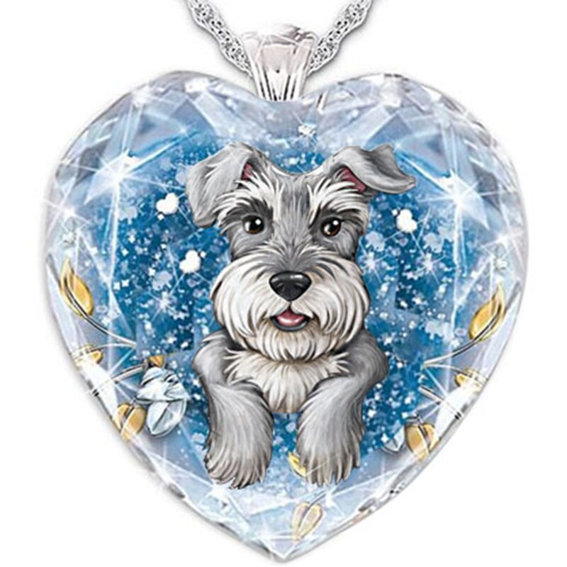 15 Popular Cat and Dog Heart-Shaped Cat and Dog Crystal Glass Pendant Necklaces for Women&#39;s Party Accessories On The Neck: 350