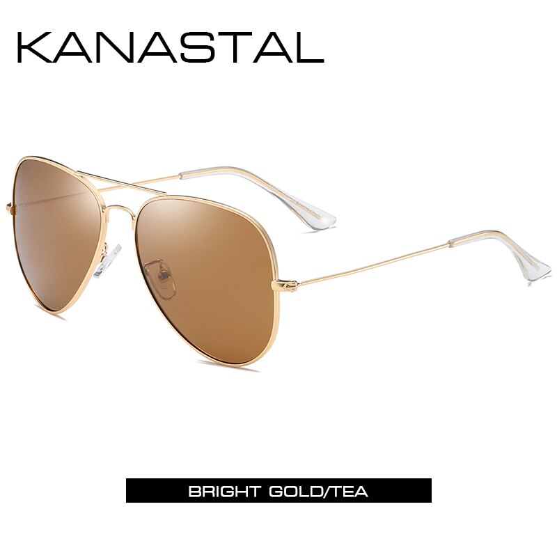 Luftfahrt Sonnenbrille Männer Frauen Nacht Vision Weibliche Polarisierte Sonne Gläser Für Fahren Pilot Twin Strahl Anti-Glare Brillen UV400: Tea / With Package