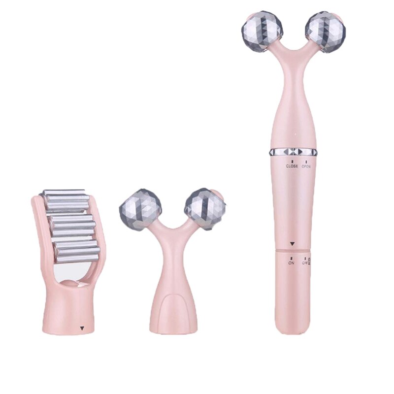 3D Face-Lifting Instrument Electric Face-Lifting Artifact Roller V Face Massager Lifting Firming Facial Beauty Bar Pink